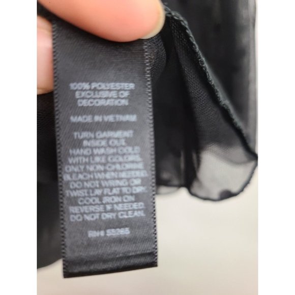 Express Black Textured Polka Dot Sheer Bell Sleeve NEW Blouse Size XS - Picture 6 of 8